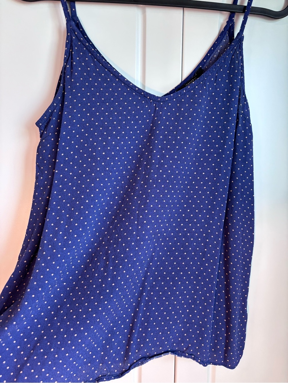 Forever 21 Navy Blue Polka Dot V-Neck Cami